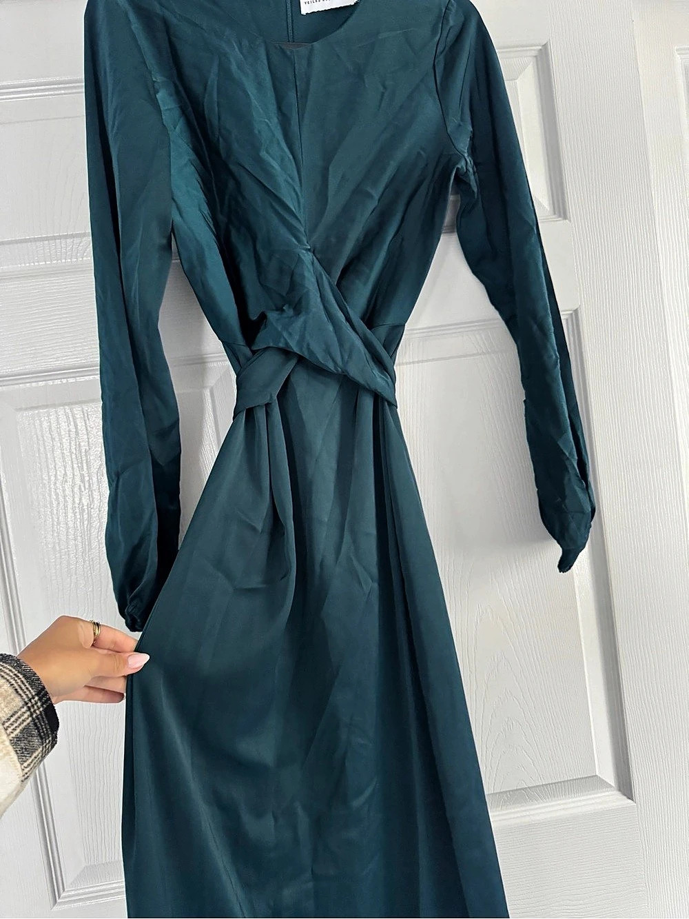 Veiled Collection Long Sleeve Tie Front Dress in Blue Size Small Like New